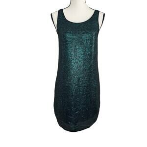 Renzo and Kai Mermaid Dark Green Sequin Sparkle Shift Mini Dress Size Small